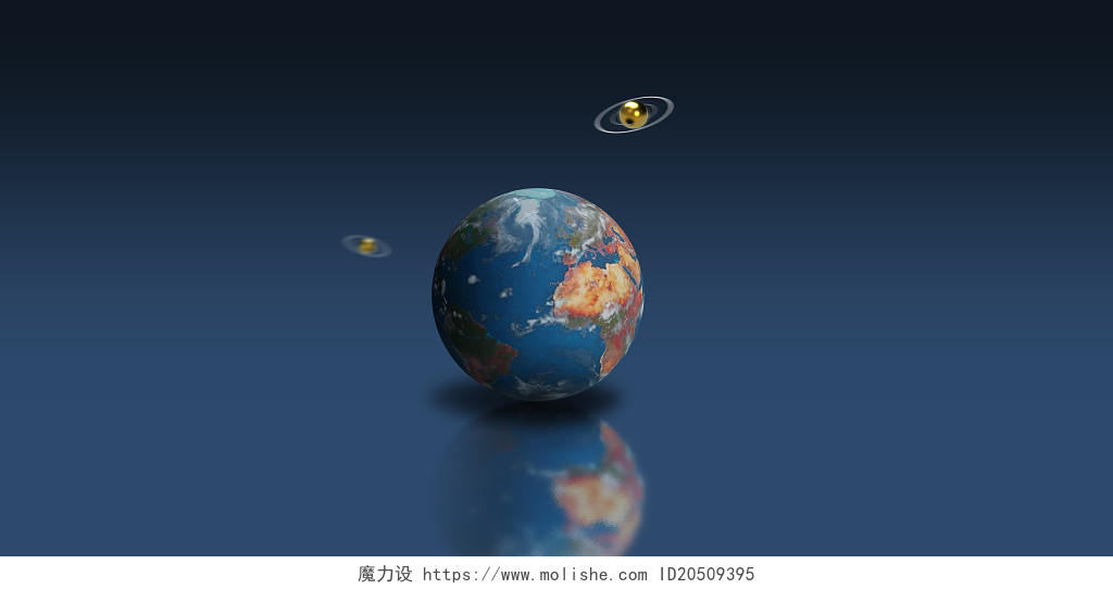 蓝黑色地球c4d立体背景3D壁纸（C4D)